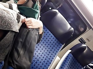 Hot pantyhose girl in train