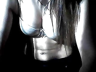 Hacked laptop camera. Girl changes clothes. Beautiful figure
